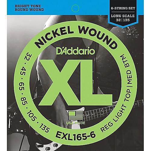 D'Addario EXL165 Nickel Wound Regular Light Top/Medium Bottom 6-String Bass Guitar Strings image 1