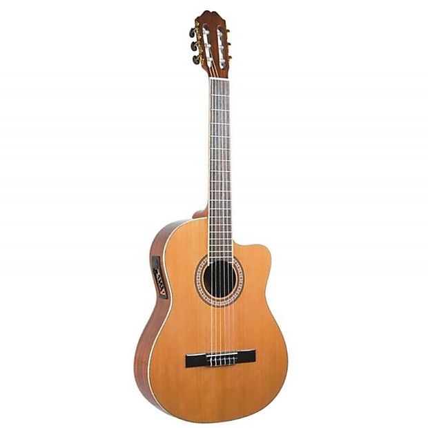Antonio Hermosa AH-10CE Classical Acoustic Electric Guitar with Solid Cedar Top, Natural image 1