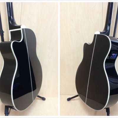 Haze FB711BCEQBK34 4-String Electric-Acoustic Bass Guitar with EQ, comes with bag, picks image 11