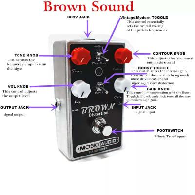 Mosky Audio BROWN Distortion Dual Toggle with Boost Option Hand-Wired image 6