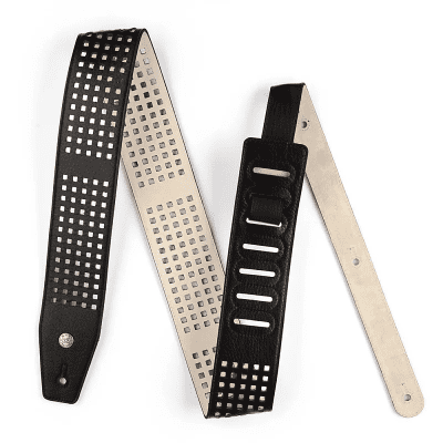 Dunlop BMF07BK BMF Leather 2.5" Guitar/Bass Strap with Square Perforations