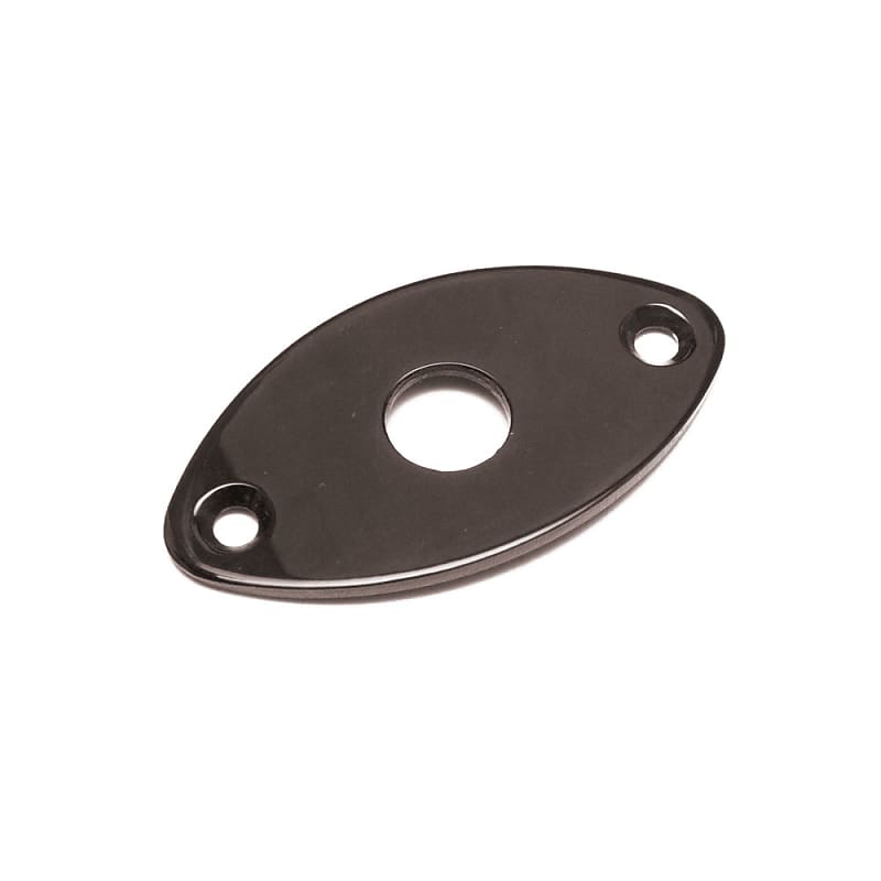 Gotoh JCB-2 Oval Football Shape Curved Input Jack Plate for Guitar, COSMO  BLACK