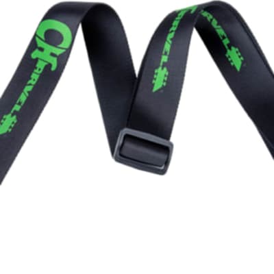Charvel Logo Black With Green Logo Polyester Guitar Strap image 1