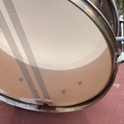 Kent late 50's 14" 6 lug  snare drum now Blue repo badge Made in NY USA Single Tension Single flanged hoops Evans Remo Puresound Custom build image 10