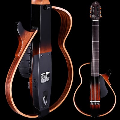 Yamaha SLG200N TBL Nylon String Silent Guitar with Hard Gig Bag, Translucent  Black
