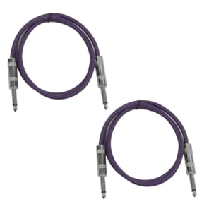 Seismic Audio SASTSX-2-PURPLEPURPLE 1/4" TS Male to 1/4" TS Male Patch Cables - 2' (2-Pack)