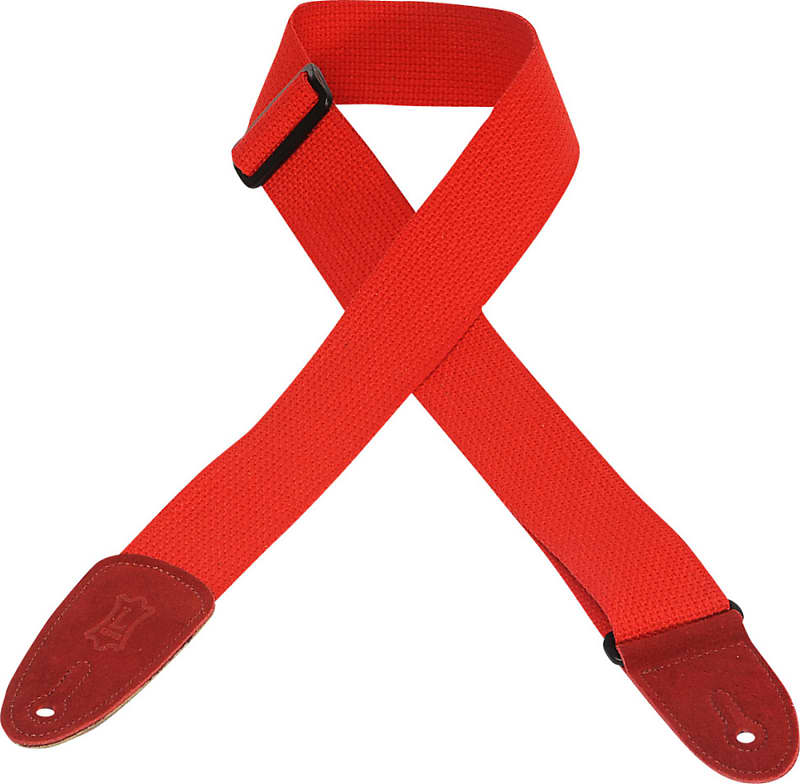 Levy's MC8-RED 2" Cotton Guitar Strap w/Suede Ends and Tri-glide Adjustment, Red image 1