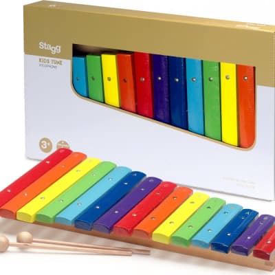 Xylophone with 15 colour-coded keys and two wooden mallets image 1