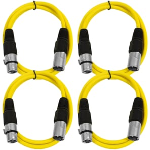 Seismic Audio SAXLX-2-4YELLOW XLR Male to XLR Female Patch Cables - 2' (4-Pack)