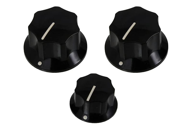 Set of 3 Knobs for Jazz Bass -Black image 1
