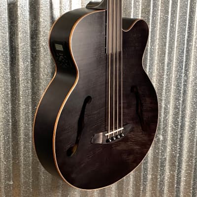 Aria Pro FEB-F2/FL 4 String Acoustic Electric Fretless Bass Black Stain & Bag #9506 image 5