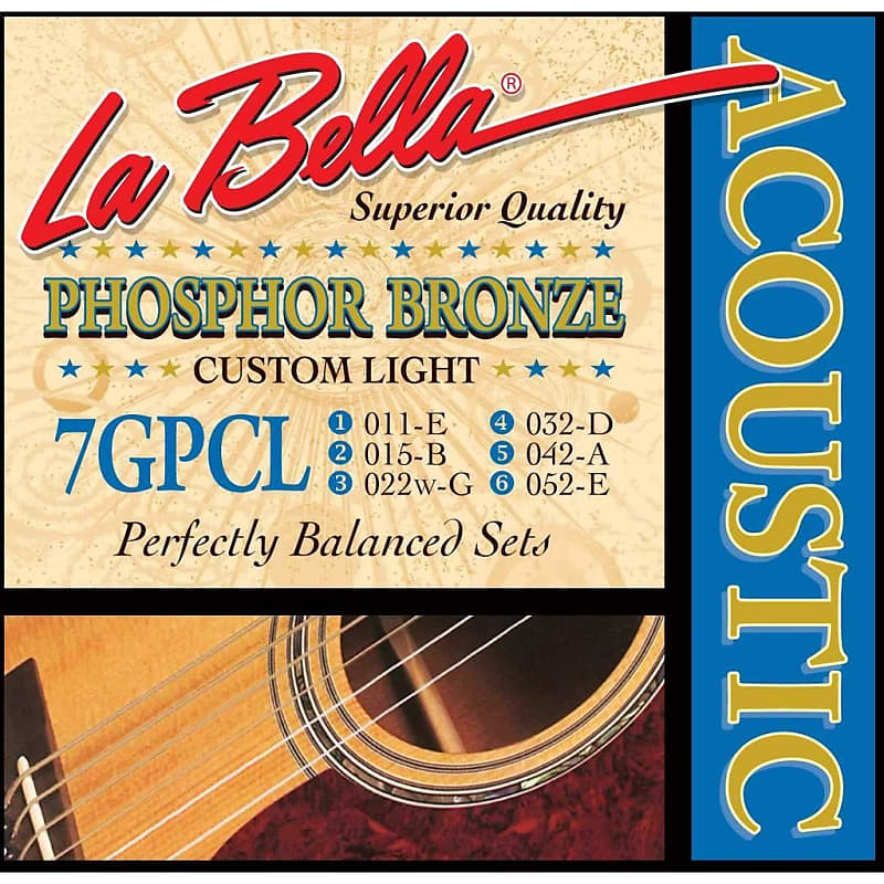 La Bella 7GPCL 11-52, Acoustic Guitar Strings - Custom Light image 1