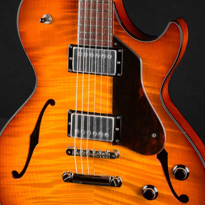 Collings SoCo Deluxe Semi-Hollow Carved Flame Maple and Mahogany Iced Tea Sunburst Custom NEW image 7