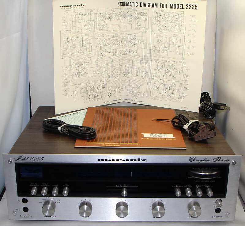 Marantz Model 2235 35-Watt Stereo Solid-State Receiver 1975 - 1976 - Silver with Wood Case  			