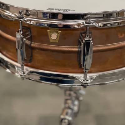 LUDWIG 14X5 COPPERPHONIC SNARE DRUM NATURAL RAW PATINA image 7