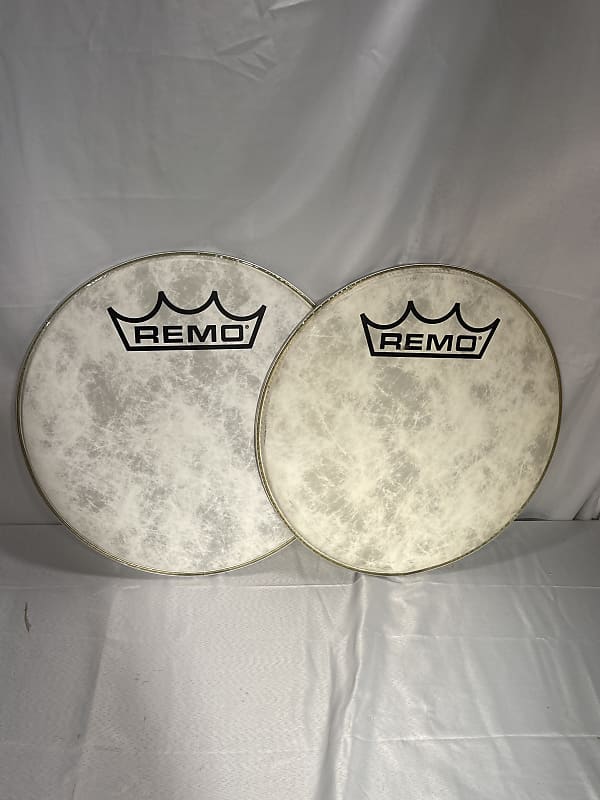 Pair Of Remo Fiberskyn 22” Bass Drum Heads Reverb