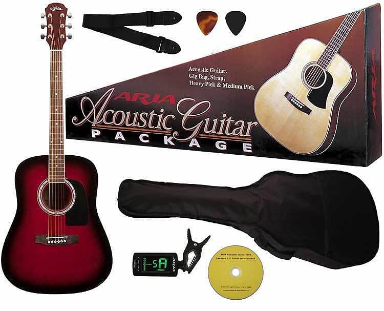Aria Prodigy Series Acoustic Guitar Package in Red Sunburst image 1