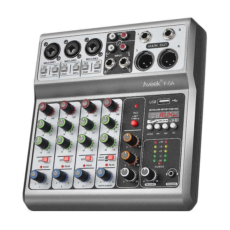 Professional Audio Mixer, Sound Board Mixing Console With 5 Reverb