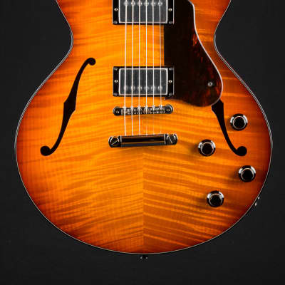 Collings SoCo Deluxe Semi-Hollow Carved Flame Maple and Mahogany Iced Tea Sunburst Custom NEW image 4