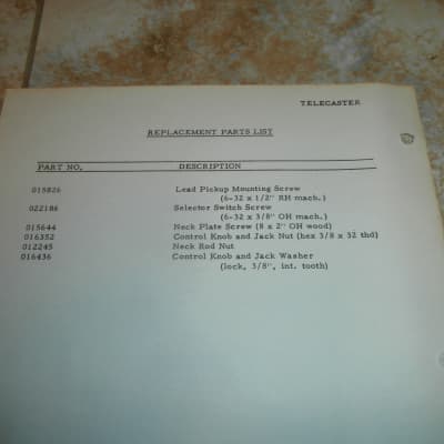 Vintage Early 1970's Fender Telecaster Replacement Parts List & Wiring Diagram! Original Case Candy! image 3