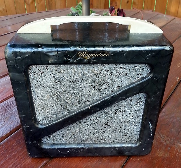1940's Magnatone Student Small Practice Amp Grey With white handle image 1