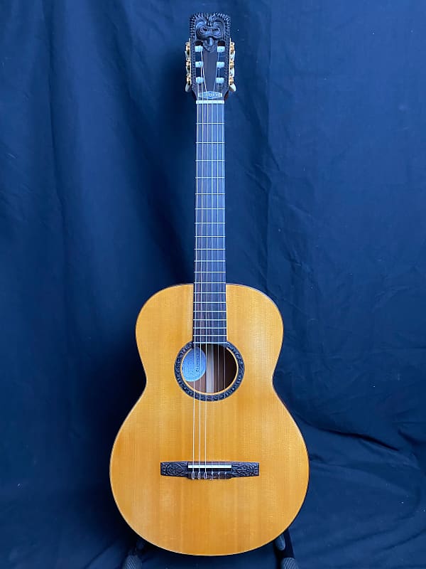 Blueberry Custom Classical Guitar with Tiki Carvings image 1
