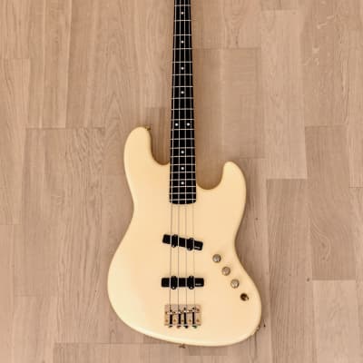 1985 Moon JJ-4 Vintage Jazz Bass Guitar Pearl White w/ EMG J Set 
