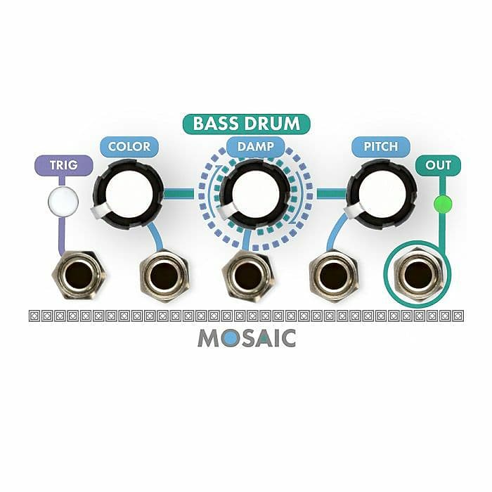 Mosaic Bass Drum モジュラー Mosaic 1U Bass Drum, Black - Control Voltage