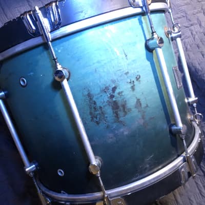 18" Mapex Marching Bass Drum Teal Fade (w/Randall May Carrier) image 4
