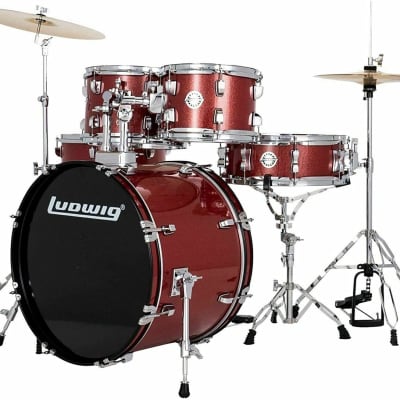 Ludwig Accent Drive Red Sparkle 5-Piece Drum Set with Hardware and Cymbals image 2