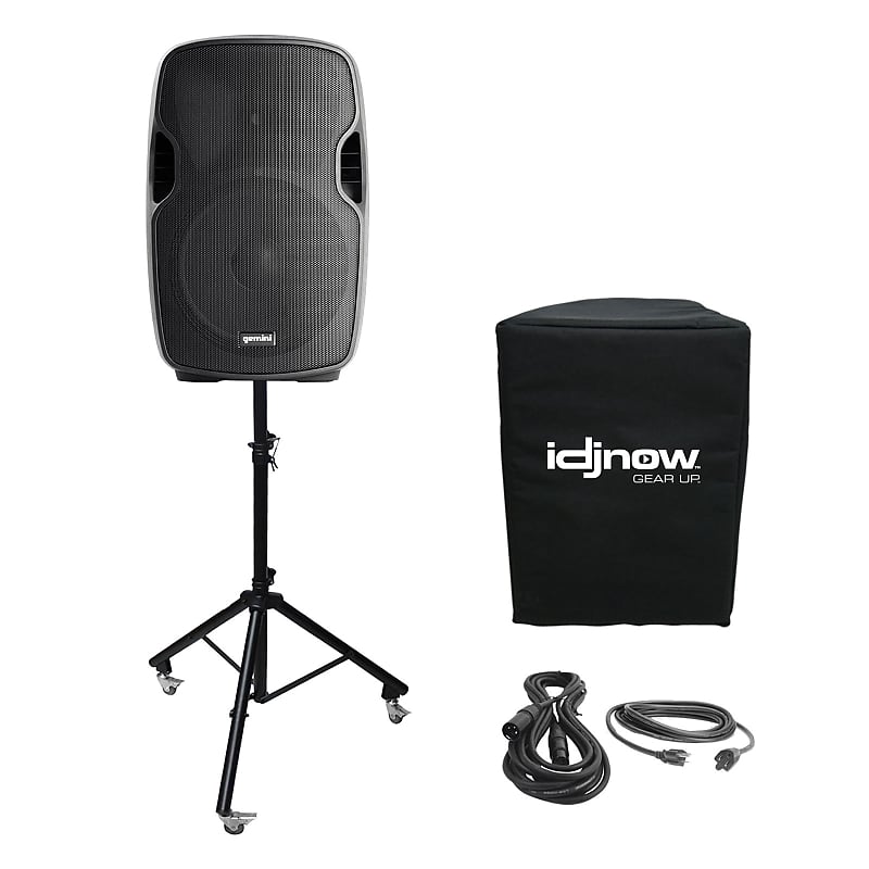 Gemini AS-1500BLU 15" Active/Powered DJ PA Speaker w/ Bluetooth + Cover + Stand image 1