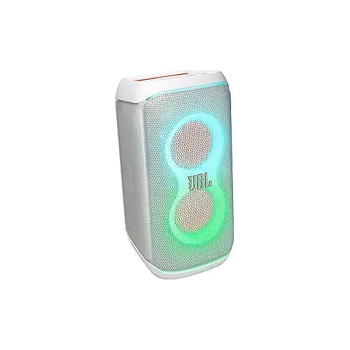 JBL PartyBox Club 120 - Portable party speaker with foldable handle, Powerful Pro Sound, Futuristic lightshow, Up to 12 hours of play time, Splash proof, Dual Mic & Guitar Inputs (White) image 1