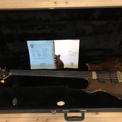 Alembic Mark King Deluxe Custom Lined Fretless 5 string Bass 2002 CocoBolo LED's image 3