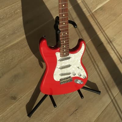 American Fender Torino Red Stratocaster with Chrome Dome Lace Sensor pickups image 4