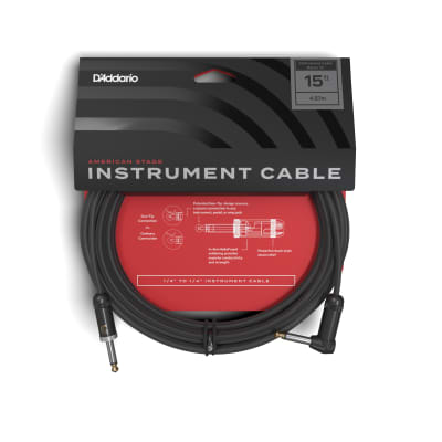 D'Addario American Stage Instrument Cable (15 Feet, Straight to Right Angle) image 2