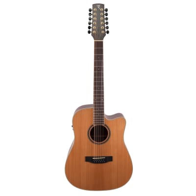 Timberidge '4 Series' 12-String Cedar Solid Top Acoustic-Electric Dreadnought Cutaway Guitar (Natural Satin) for sale