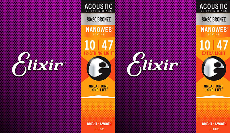 Elixir Strings 11152 Nanoweb 80/20 Acoustic Guitar Strings - .010