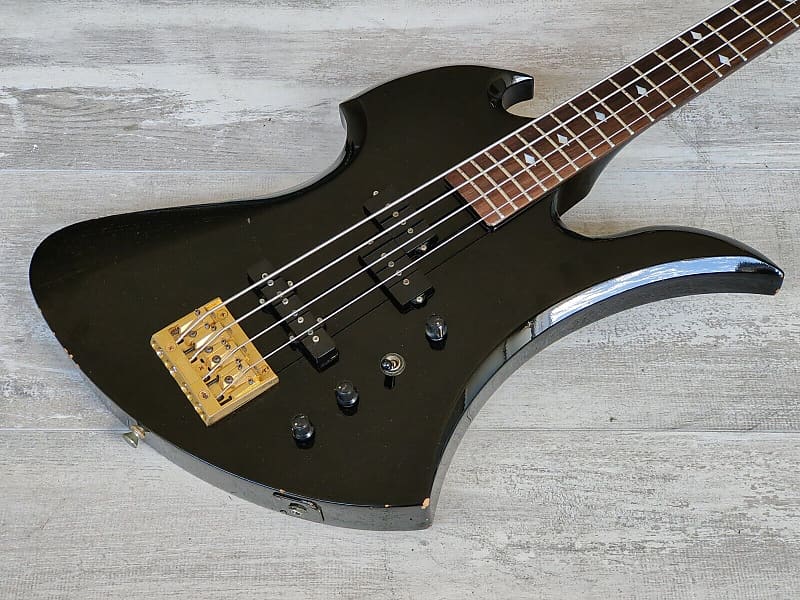 Immagine 1980's BC Rich Japan NJ Series Neckthrough Mockingbird Bass (Black) - 1