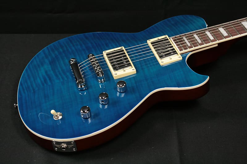 Reverend Roundhouse RA 2022 Transparent Blue Flame Maple image 1