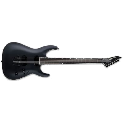 ESP LTD MH-1000 Baritone Guitar, Macassar Ebony Fretboard, Black Satin image 1