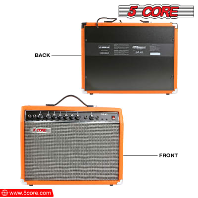 5 Core Electric Guitar Amplifier 40W Solid State Mini Bass Amp w 8” 4-Ohm Speaker EQ Controls Drive Delay ¼” Microphone Input Aux in & Headphone Jack for Studio & Stage for Studio & Stage- GA 40 ORG image 4