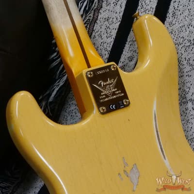 Fender Custom Shop Limited Edition 70th Anniversary 1954 Stratocaster Hardtail Relic Nocaster Blonde with Black Pickguard & Gold Hardware 6.90 LBS image 13