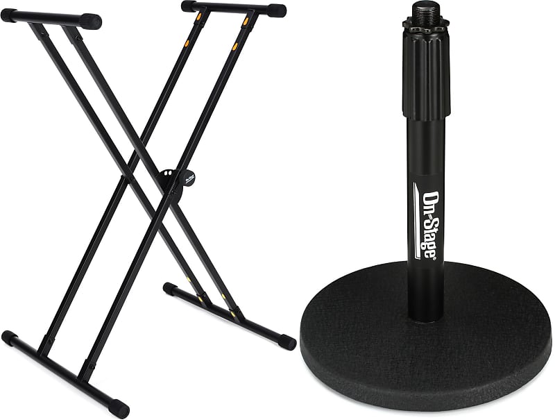 On-Stage KS8191 Bullet Nose Keyboard Stand with Lok-Tight Attachment  Bundle with On-Stage DS7200B Adjustable Desktop Microphone Stand image 1
