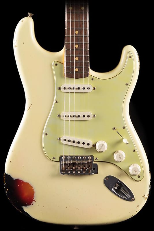 Fender Custom Shop 1960 Stratocaster® Heavy Relic Vintage White over 3-Tone Sunburst (606) - R69606 image 1