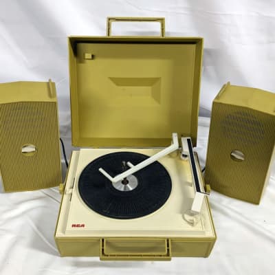RCA VPN34N 1960's Yellow Portable Record Player w/ Original Speakers - For Parts or Repair image 1