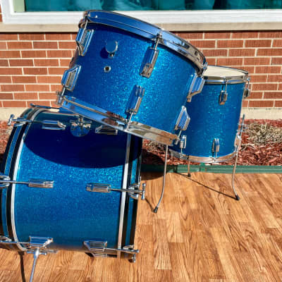 1960s Rogers Holiday Drum Set Blue Sparkle 20/12/14 image 6