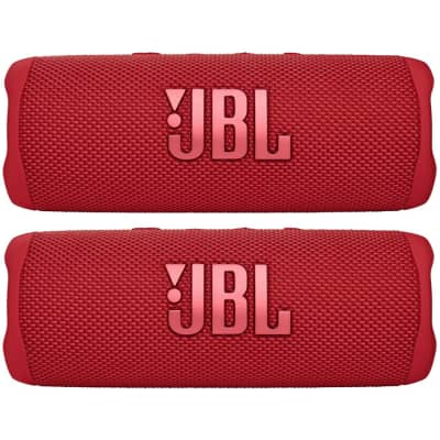 JBL Flip 6 Portable Waterproof Bluetooth Speaker Red 2 Pack image 1