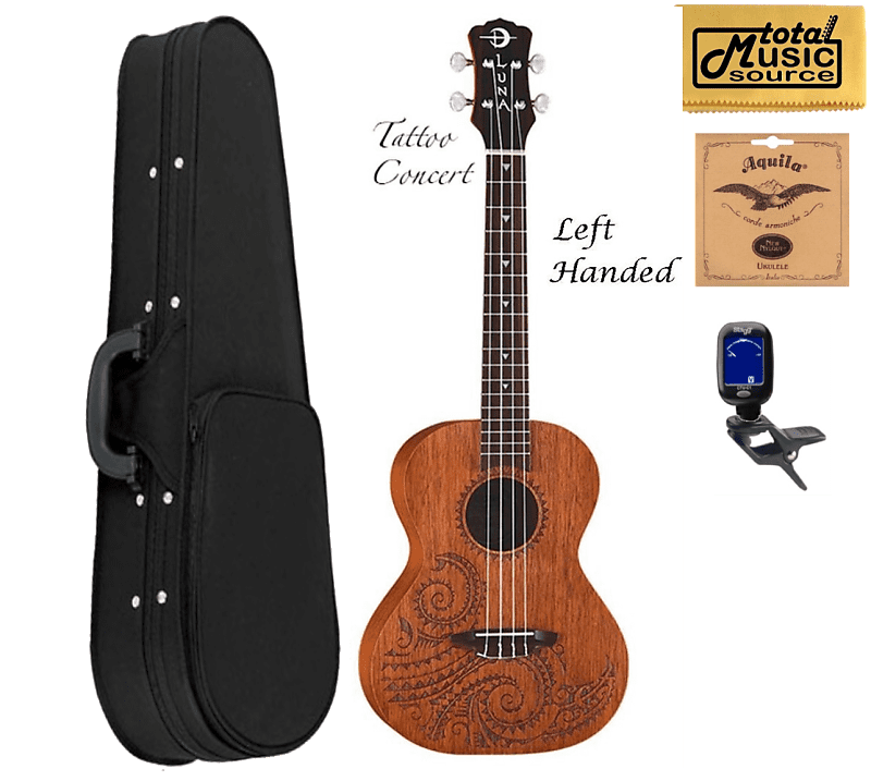 Luna UKE TC MAH L, Mahogany Tattoo Concert Ukulele LEFTY, Soft