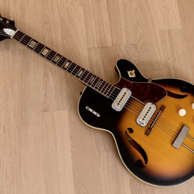 1962 Harmony Meteor H70 Vintage Electric Guitar Sunburst w/ DeArmond Gold  Foils | Reverb