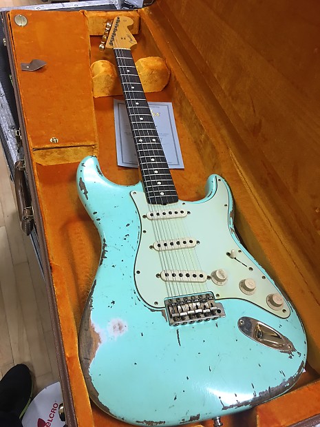 Fender Custom Shop Relic 1960 Stratocaster ex John Squire The Stone Roses 2000s Aged Surf Green image 1